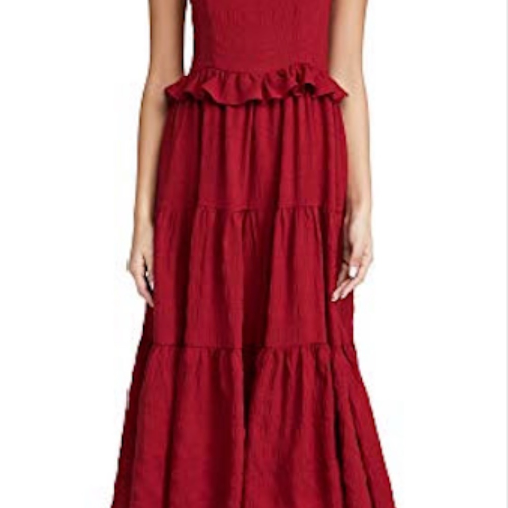 En Saison Red Ruffle Long Midi Dress - Size L